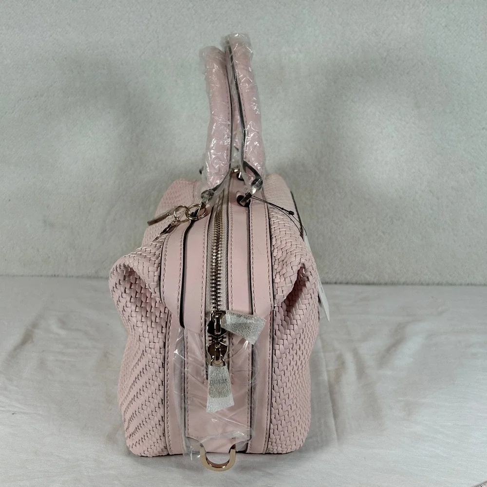 Guess Los Angeles Pink Woven Satchel Bag and Matching Wallet Set NEW